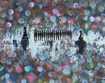 Abstract Figures Acrylic Painting: Colorful Fantasy Art (30x40cm) 11.8 ×15.7in Iva Sampaio Art