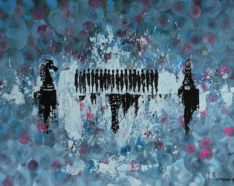 Abstract Figures Acrylic Painting: Colorful Fantasy Art (30x40cm) 11.8 ×15.7in Iva Sampaio Art
