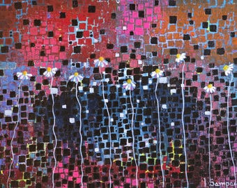 Abstract Acrylic Painting: Colorful Fantasy Art (30x40cm) 11.8 ×15.7in Iva Sampaio Art