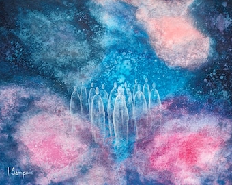 Original Acrylic Painting on Paper: Colorful Abstract Fantasy Art (30x40cm)