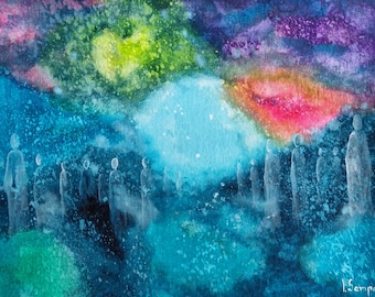 Ancestors Acrylic Painting: Colorful Abstract Spiritual Art (30x40cm) 11.8×15.7in