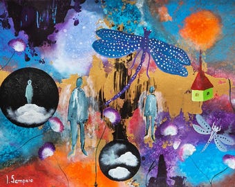 Dream Keepers: Colorful Abstract Acrylic Painting on Paper