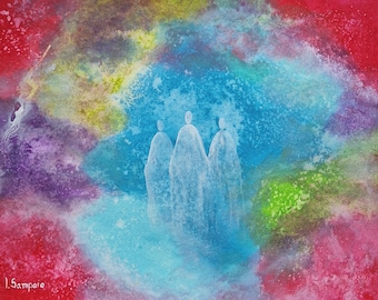 Peace Keepers: Colorful Abstract Acrylic Painting on Paper (30x40cm)