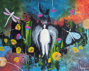 Dream Keeper Painting: Colorful Abstract Art, Spiritual Artwork (30x40cm)