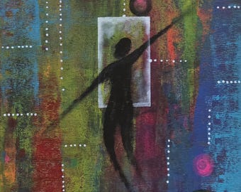 Original Abstract Acrylic Painting – Colorful Spiritual Figurative Wall Art