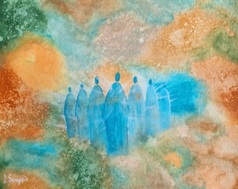 Peace Keepers: Original Abstract Acrylic Painting on Paper (30x40cm)