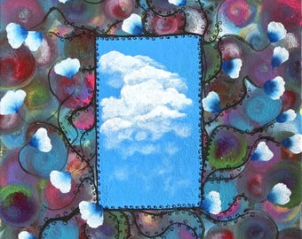 Original Acrylic Painting on paper, The FrequencyGate, (8.3 x 11.7 Inches)