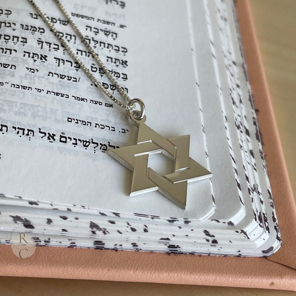 925 Sterling Silver Magen David Necklace-Gold Plated  Star of David Pendant-Jewish Symbol for Women and Men-Thanksgiving Gift for a Sister