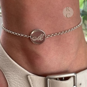Gepersonaliseerde enkelband met initiaal - Sierlijke sterlingzilveren en vergulde enkelbanden voor dames