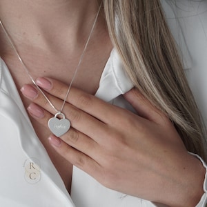 Sterling Silver Heart Name Necklace for Women - Gold Plated Personalized Jewelry - Teacher Retirement Gifts