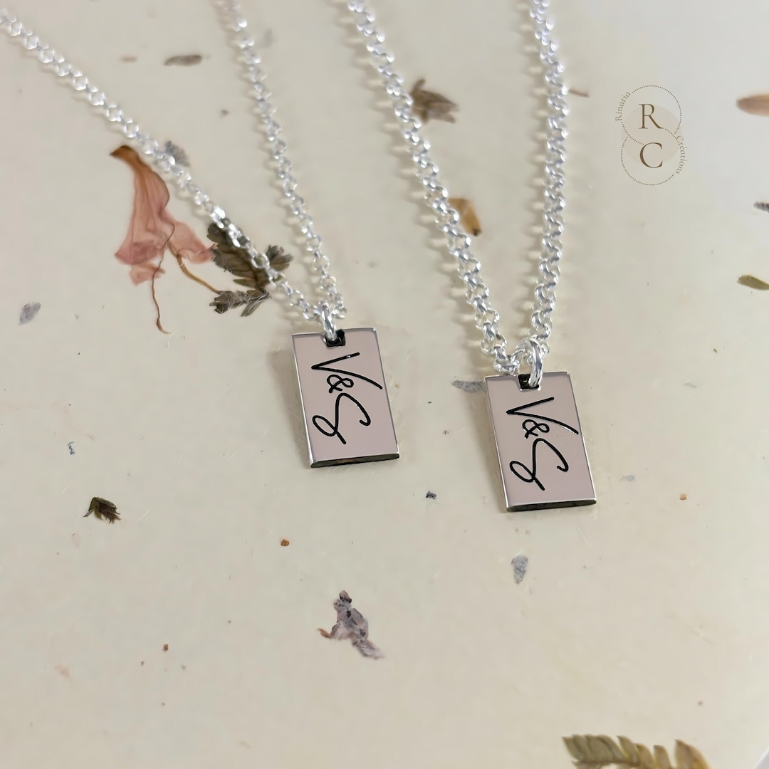 Engraved Necklace Custom Couples Jewelry Personalized Him And Her