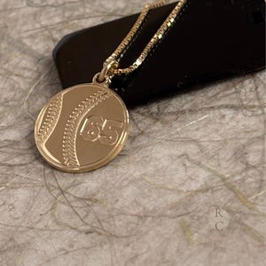 Personalized Gold Plated Baseball Necklace Engraved for Men & Women - Sterling Silver Number Pendant - Perfect Gift for Athletes and Fans