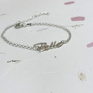 Pulseira com nome personalizado para mulheres - Pulseira com nome escrito à mão em prata esterlina para meninas - Joias personalizadas - Ideia de presente para o primeiro dia das mães