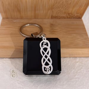 Sterling Silver Double Infinity Keychain with Initials - Infinity Accessories - Couple Keychain - Custom Initials Keyring