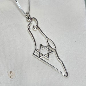 Collier carte d'Israël avec étoile de David - Pendentif étoile d'Israël en argent sterling - Collier Magen David - Bijoux juifs en or - Cadeau d'Israël