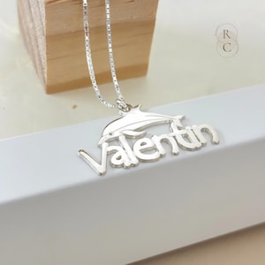 Sterling Silver Dolphin Name Necklace: Personalized Kids Jewelry