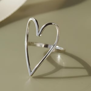 Sterling Silver Open Heart Ring: Gold Plated Jewelry - Elegant Gift for Her