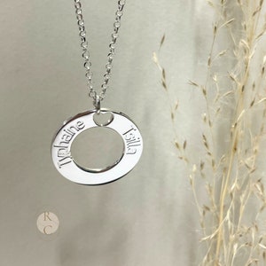 Collar con dos nombres para mujer - Colgante personalizado de plata de ley con forma de círculo de amor - Regalo de aniversario - Collar para mejor amiga - Collar delicado