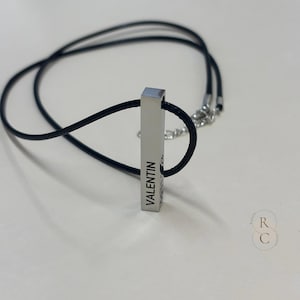 Colar de barra 3D para homens - Pingente de barra vertical - Colar com nome masculino personalizado - Joia de aço inoxidável personalizada - Presente de dia dos pais - Presente para neto