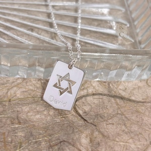 Personalized Star of David Necklace for Men & Women - Custom Name with Magen David Jewelry - Gold Filled Bar Mitzvah Gift