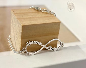 Personalized Sterling Silver Infinity Bracelet: Custom Name Pendant, Gold Plated