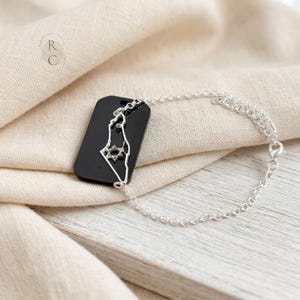Armband i sterlingsilver med karta över Israel: Davidsstjärna, Bat Mitzvah-present