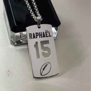 Personalized Dog Tag Sport Necklace for Him - Sterling Silver Number Necklace - Custom Gift for Teen Boy, Son, Grandson or Athlete