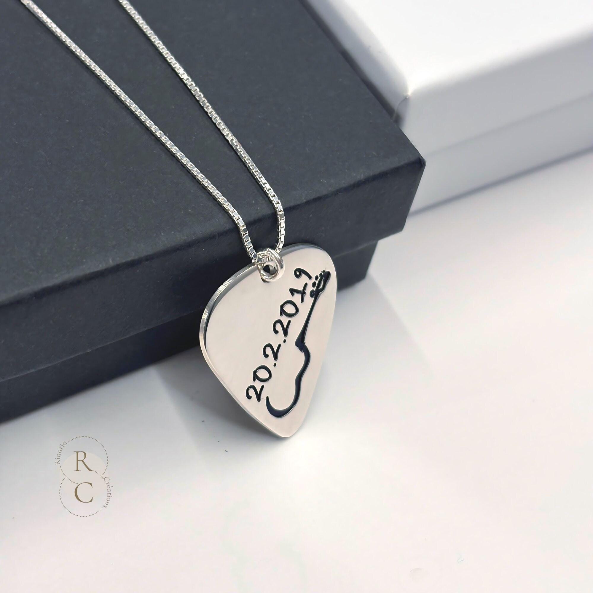 Collana Con Ciondolo Plettro In Argento 925 Rodiato Damiano Argenti, Incisione Personalizzabile Gratuita, Gioiello Anallergico Made In Italy