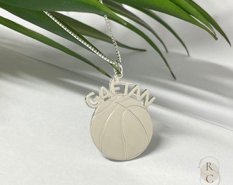 Sterling Silver Custom Basketball Necklace for Boys Girls