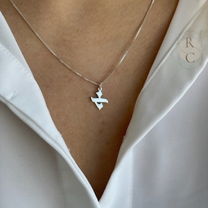 Collier initial hébreu personnalisé pour femme - Collier en argent sterling à breloques hébraïques - Bijoux juifs - Idée cadeau d'Israël - Collier 2 initiales