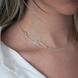 Magen David Halskette mit Israel Karte für Frauen-Jüdische Schmuck-Israel Halskette-Fledermaus Mitzwa Geschenk-Heilige Land Halskette-Jüdisches Geschenk