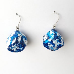 Indigo blue summer earrings , funky chunky handmade recycled paper earrings, boho lightweight earrings, sustainable unique gift for her Dark Blue