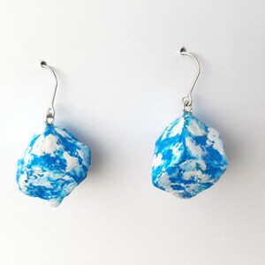 Indigo blue summer earrings , funky chunky handmade recycled paper earrings, boho lightweight earrings, sustainable unique gift for her image 9