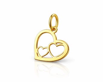 Pingente em forma de coração em ouro amarelo 585 14KT