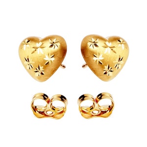 Earrings heart earrings stud earrings yellow gold pair