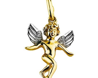 Pingente de anjo, ouro amarelo, pingente de ouro 585 (14 quilates)