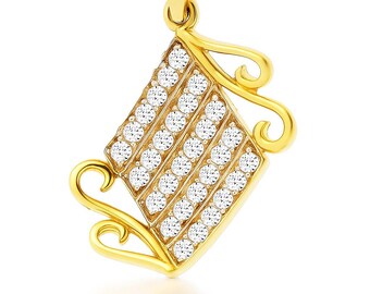 Pingente com zircônia cúbica, pingente em ouro amarelo, pingente em ouro 585 (14 quilates)