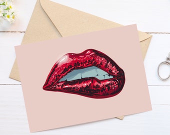 Carte postale lèvres rouges, carte Popart, design moderne, art moderne, carte postale lèvres rouges Art Warhol Style, carte DIN A6 (sans/avec enveloppe)