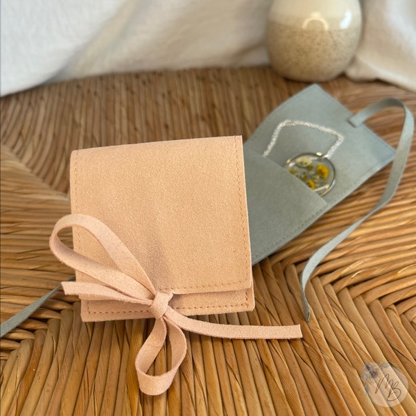 Suedette Soft Luxury Jewellery Pouch Gift Presentation Storage for Necklace or Earrings, Faux Suede