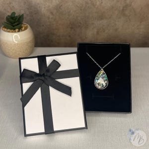Rechteckige Schwarz und Weiße Schmuck Geschenkbox mit Schleife für Halskette, Ohrringe und Ringe