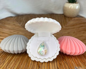 Boîte de présentation cadeau de bijoux de luxe en coquillages et en velours pour collier ou boucles d'oreilles