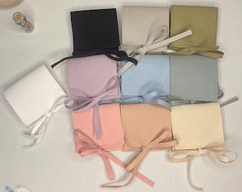 Pochette à bijoux de luxe en suédine douce, présentation cadeau, rangement pour collier ou boucles d'oreilles, imitation daim