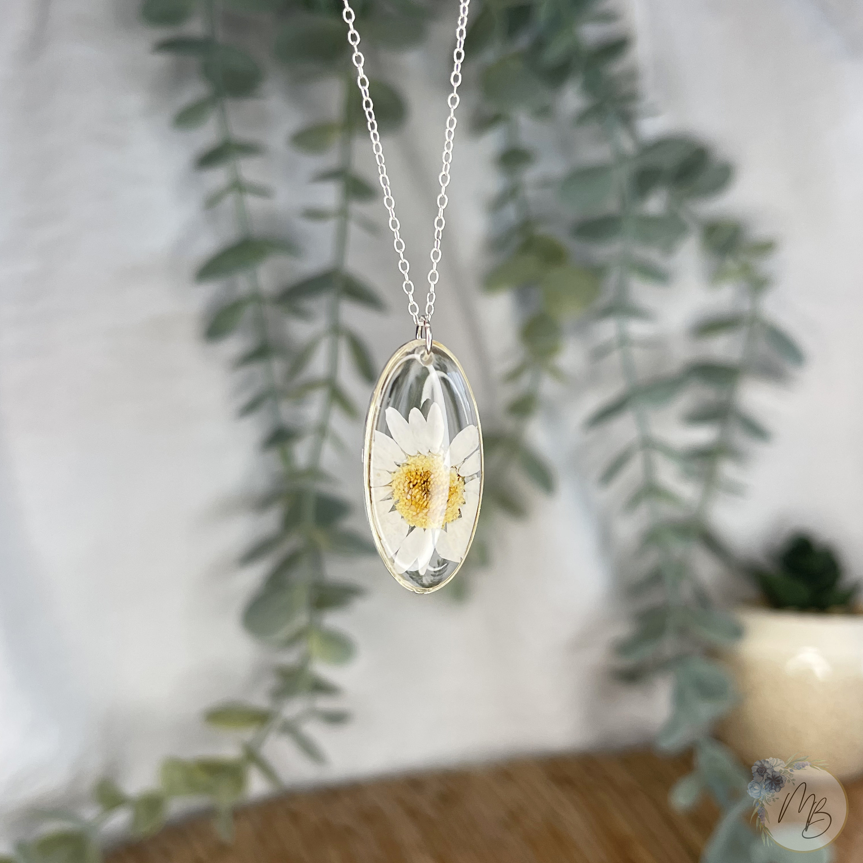 ネックレス・ペンダント Shining Daisy Necklace Simplicity Oval Single Daisy 925 Sterling Silver Pendant