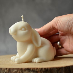 Large rabbit soy natural candle, rabbit lover gift, hare, Easter candles, vegan candle, unscented, pillar