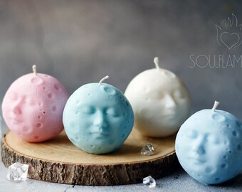 Full Moon With Face Soy Natural Candle, Lunar Candle, Vegan Candle ...