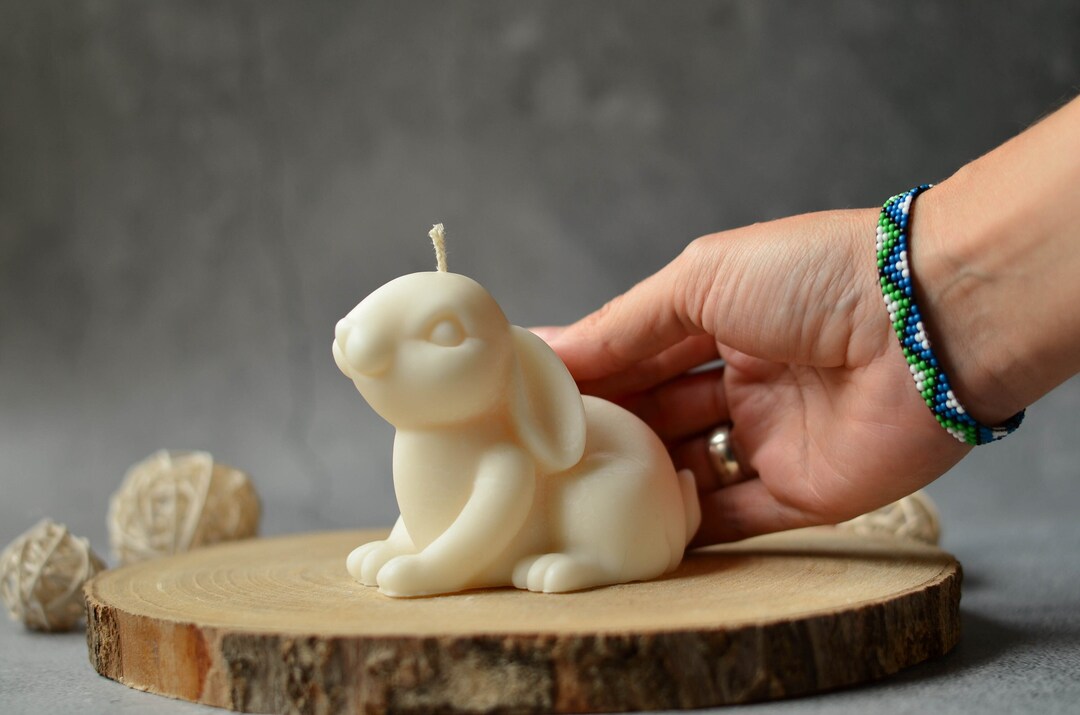 Large Rabbit Soy Natural Candle, Rabbit Lover Gift, Hare, Easter ...