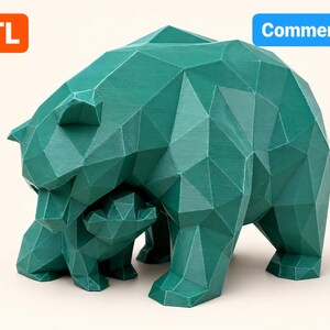 Low Poly Bear STL File – Digital Download *Commercial Use* incl. .3mf