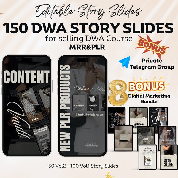 150 DWA Story Slides DWA | 50 Vol2 Story Slides done for you editable Canva template, Digital Wealth Course Slides, DWA Slides, Dwa 2 slides