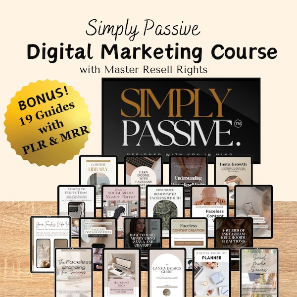 Digital Marketing Course Simply Passive with resell rights Digital Marketing Guides MRR & PLR Digital course Passive income passive profit