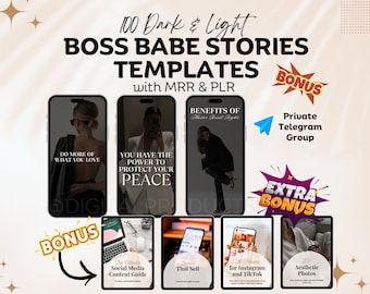 100 Boss Babe Stories Templates & Faceless Stories with MRR Story Done for you Instagram Templates Resell Digital Done for you Instagram PLR